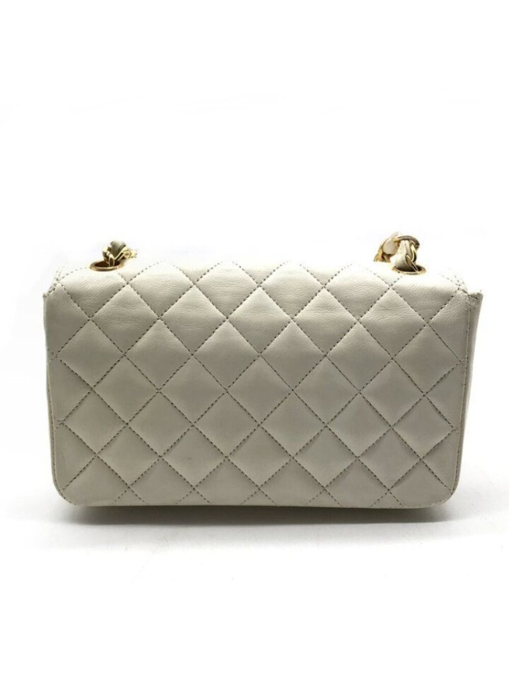 Chanel CC Logo Mini Quilted Lambskin Chain Shoulder Bag Turnlock White - Picture 2 of 10